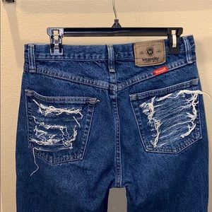 Distressed Wrangler jeans